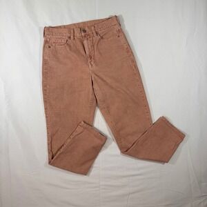 American Eagle Peach Pink Corduroy Stretch Mom Jeans Straight Leg Size 4
